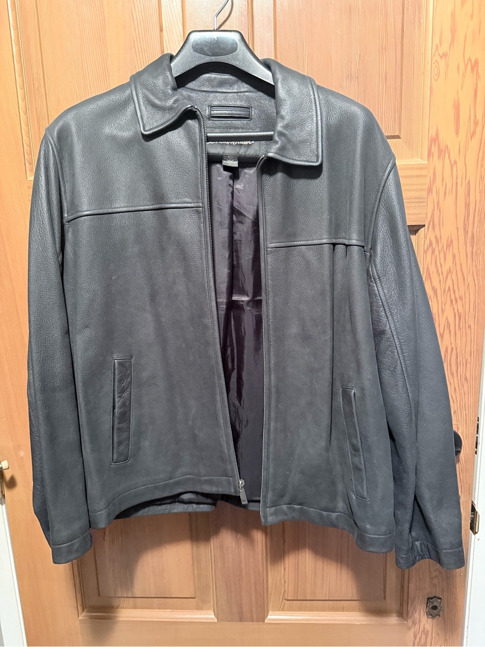 Eddie Bauer Black Leather Zip-Front Jacket